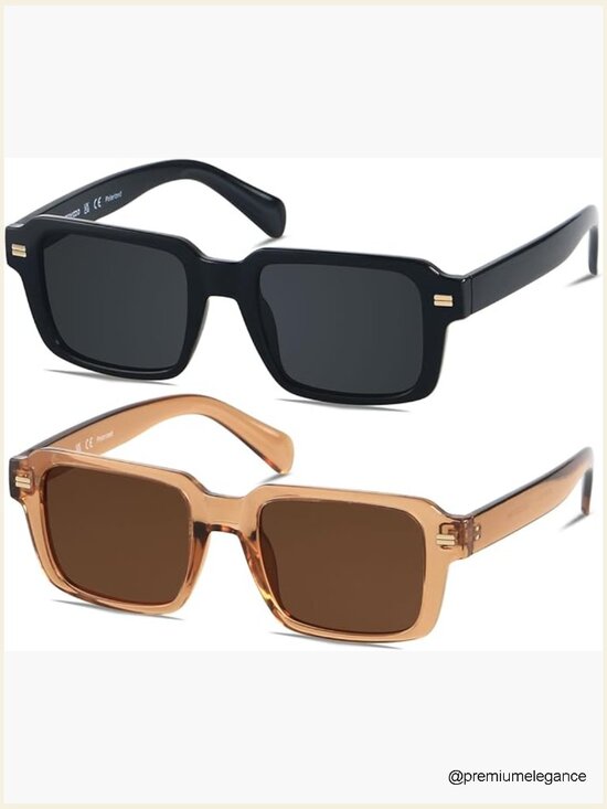 Retro Square Polarized Sunglasses Rectangle Shades Unisex main image 7